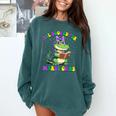 All Booked For Mardi Gras Crocodile Reading Book Teacher Comfort Colors Sweatshirt Chalky Mint