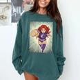 The Crimson Crescent 90s Retro Comic Book Superheroine Art Comfort Colors Sweatshirt Chalky Mint