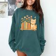 Cute Kawaii Cat Books Flowers Comfort Colors Sweatshirt Chalky Mint