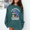 Easily Distracted By Dragons And Books Comfort Colors Sweatshirt Chalky Mint