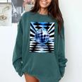Frutiger Aero Aesthetic Tech Checkered Room Orb Sky Comfort Colors Sweatshirt Chalky Mint
