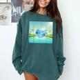 Frutiger Aero Y2k Aesthetic Palm Trees Cyber Beach World Comfort Colors Sweatshirt Chalky Mint