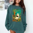 Groovy Ghost Reading Book Cat Halloween Ghost Teacher Comfort Colors Sweatshirt Chalky Mint