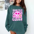 Library Book Fair Queen Vibe Groovy Tie Dye School Reading Comfort Colors Sweatshirt Chalky Mint