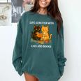 Life Is Better With Cats And Books Cute Cat Lover Comfort Colors Sweatshirt Chalky Mint Life Is Better With Cats And Books Cute Cat Lover Comfort Colors Sweatshirt Chalky Mint