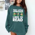 This Little Leprechaun Likes To Read St Patrick's Day Book Comfort Colors Sweatshirt Chalky Mint