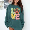 Peace Sign Love Groovy Vibes Costume Nostalgia 1980s Fashion Comfort Colors Sweatshirt Chalky Mint
