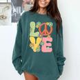 Peace Sign Love Groovy Vibes Costume Nostalgia 1980s Fashion Comfort Colors Sweatshirt Chalky Mint