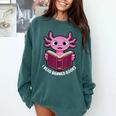 I Read Banned Books Axolotl Reading Comfort Colors Sweatshirt Chalky Mint