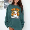 Read More Books Booooks Ghost Pumpkin Cute Teacher Halloween Comfort Colors Sweatshirt Chalky Mint