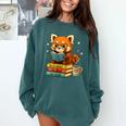 Reading Book Lover Red Panda Read Books Be Kind Stays Weird Comfort Colors Sweatshirt Chalky Mint