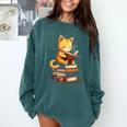 Reading Cat Books Cute Comfort Colors Sweatshirt Chalky Mint Reading Cat Books Cute Comfort Colors Sweatshirt Chalky Mint