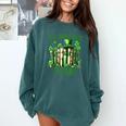 Retro Book Lucky Reading Teacher St Patrick's Day -Adults Small Cotton Blend Polyester Blend Short Sleeve Comfort Colors Sweatshirt Chalky Mint