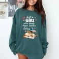 Retro Just A Girl Who Love Dogs Books And Coffee Bookworm Comfort Colors Sweatshirt Chalky Mint