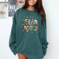 Teacher Read More Books Christmas Reading Bookworm Librarian Comfort Colors Sweatshirt Chalky Mint