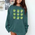Teacher Reading Shamrock St Patrick’s Day Book Lover Kids Comfort Colors Sweatshirt Chalky Mint