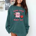 Valentines Day Book Read Your Heart Out Women Men Kids Comfort Colors Sweatshirt Chalky Mint