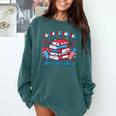 Women's Books Fireworks And Freedom Independence Day Book Lover Comfort Colors Sweatshirt Chalky Mint
