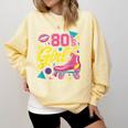 80's Girl Roller Skates Skating Eighties 1980s Nostalgia Comfort Colors Sweatshirt Blue Spruce