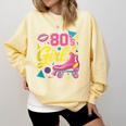 80's Girl Roller Skates Skating Eighties 1980s Nostalgia Comfort Colors Sweatshirt Blue Spruce