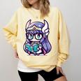 Adorable Book Lover Valkyrie With Reading Glasses Cute Comfort Colors Sweatshirt Blue Spruce