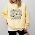 Adult Coloring Book Style Flowers And Ladybug Self Coloring Comfort Colors Sweatshirt Blue Spruce
