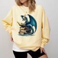 Book Lover Bookworm Reading Books Dragon Sci-Fi Character Comfort Colors Sweatshirt Blue Spruce