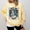 Book Lover Skeleton Reading Love Books Not People Comfort Colors Sweatshirt Blue Spruce