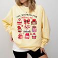 All Booked For Valentine's Day Book Lover Bookworm Bookish Comfort Colors Sweatshirt Blue Spruce