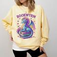 Bookwyrm Just a Girl Who Loves Dragons Books Dragon Reader Comfort Colors Sweatshirt Blue Spruce