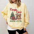 Candy Cane Book Club Holiday Party & Book Exchange Comfort Colors Sweatshirt Blue Spruce