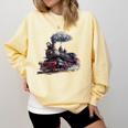 Classic Steam Train Enthusiasts Nostalgia For Train Lovers Comfort Colors Sweatshirt Blue Spruce