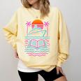 Cruise Ship Vacations Reading Book Lovers Sunset Comfort Colors Sweatshirt Blue Spruce