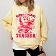 Cupid's Favorite Teacher Valentines Day Heart Book Lover Comfort Colors Sweatshirt Blue Spruce