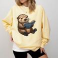Cute Book Sea Otter Comfort Colors Sweatshirt Blue Spruce