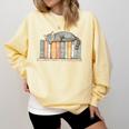 Cute Cat Sleeping On Books Comfort Colors Sweatshirt Blue Spruce