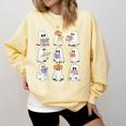Cute Ghost Reading Books Teacher Halloween Reading Men Women Kids Comfort Colors Sweatshirt Blue Spruce