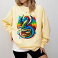 Dragon Reading Colorful Fantasy Book Lover Comfort Colors Sweatshirt Blue Spruce