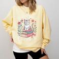 Easily Distracted By Cats And Books Reading Comfort Colors Sweatshirt Blue Spruce Easily Distracted By Cats And Books Reading Comfort Colors Sweatshirt Blue Spruce