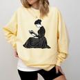 Emily Dickinson Reading A Book Comfort Colors Sweatshirt Blue Spruce