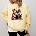 English Bulldog Reading a Book Dog For Men Women Girls Kids Comfort Colors Sweatshirt Blue Spruce