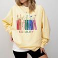 Equality Flower Books Equal Rights Social Justice Feminist Comfort Colors Sweatshirt Blue Spruce