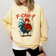 F-Caw-F Rooster F Awk F Chicken Coffee Romance Books Lover Comfort Colors Sweatshirt Blue Spruce