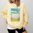 Frutiger Aero Aesthetic Rainbow Glitch Art Comfort Colors Sweatshirt Blue Spruce