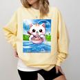 Frutiger Aero Aesthetic Tech Kawaii Ramen Cat Fishes Comfort Colors Sweatshirt Blue Spruce