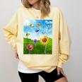 Frutiger Aero Aesthetic Tech Scenery Fishes Sunflower Comfort Colors Sweatshirt Blue Spruce