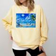 Frutiger Aero Beach Y2k Aesthetic Palm Tree Sand Ocean Premium Comfort Colors Sweatshirt Blue Spruce