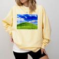 Frutiger Aero Meadow Aesthetic Y2k 2000s Ironic Nostalgic Comfort Colors Sweatshirt Blue Spruce