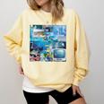 Frutiger Aero Retro Vibes Comfort Colors Sweatshirt Blue Spruce