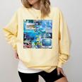 Frutiger Aero Retro Vibes Premium Tri-Blend Comfort Colors Sweatshirt Blue Spruce